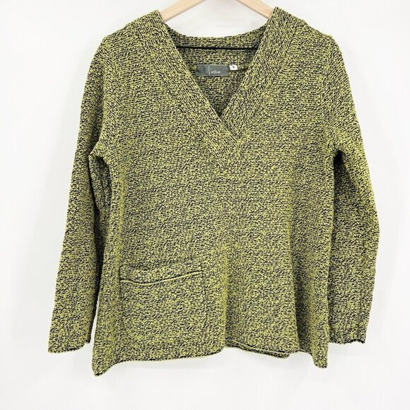 Willow Green Lagenlook Made in USA Pocket Sweater Size Small V-Neck - Picture 1 of 6